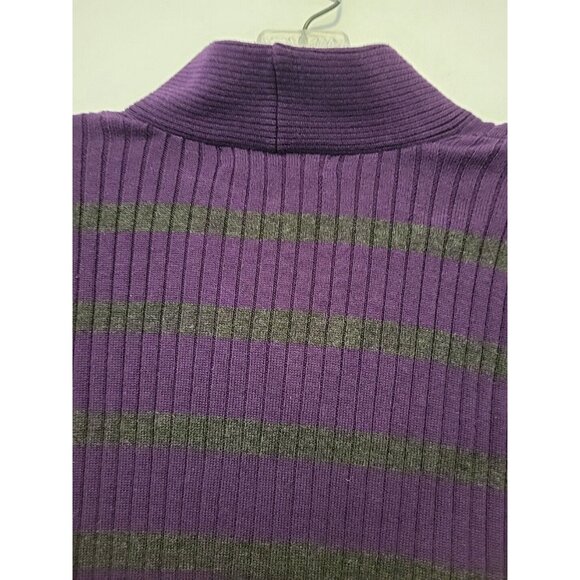 RALPH LAUREN Purple Charcoal Gray Striped Cotton Ribbed Sweater Petite Small - Picture 7 of 7